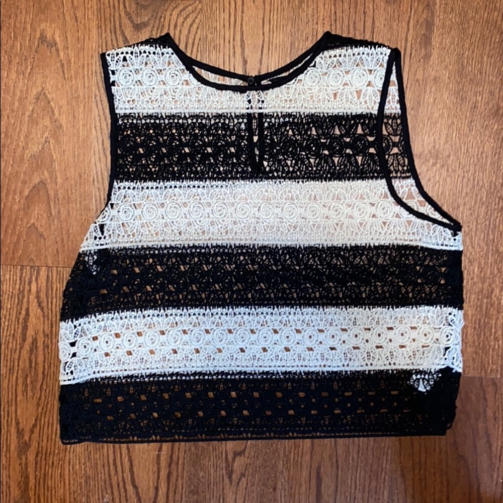 Black and white crochet tank from Zara